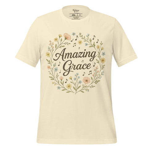 Amazing Grace Christian Hymn T-Shirt Natural